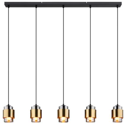 Globo - Lustre suspenso em cabo 5xE27/40W/230V preto/latão