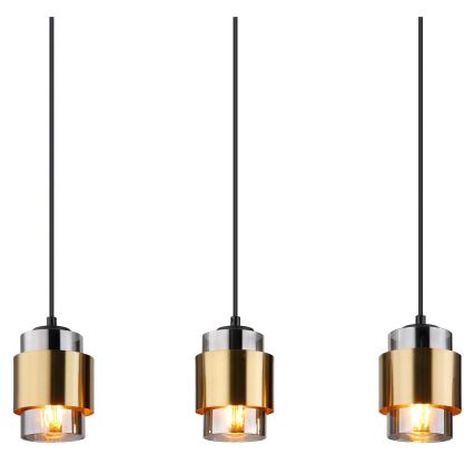 Globo - Lustre suspenso em cabo 5xE27/40W/230V preto/latão