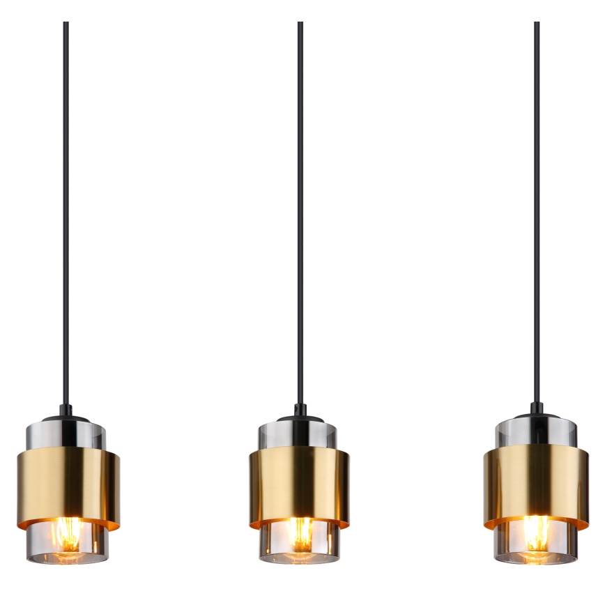 Globo - Lustre suspenso em cabo 5xE27/40W/230V preto/latão