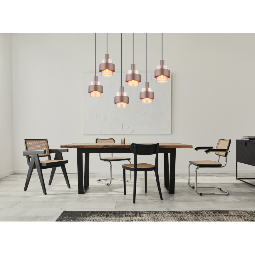 Globo - Lustre suspenso por cabo 6xE27/60W/230V castanho