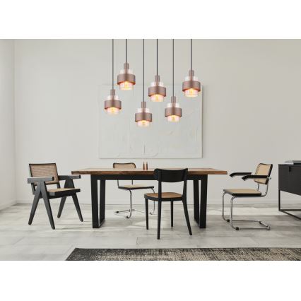 Globo - Lustre suspenso por cabo 6xE27/60W/230V castanho