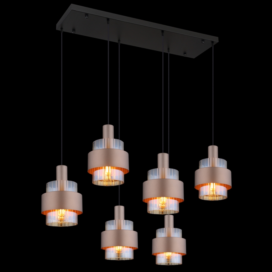 Globo - Lustre suspenso por cabo 6xE27/60W/230V castanho