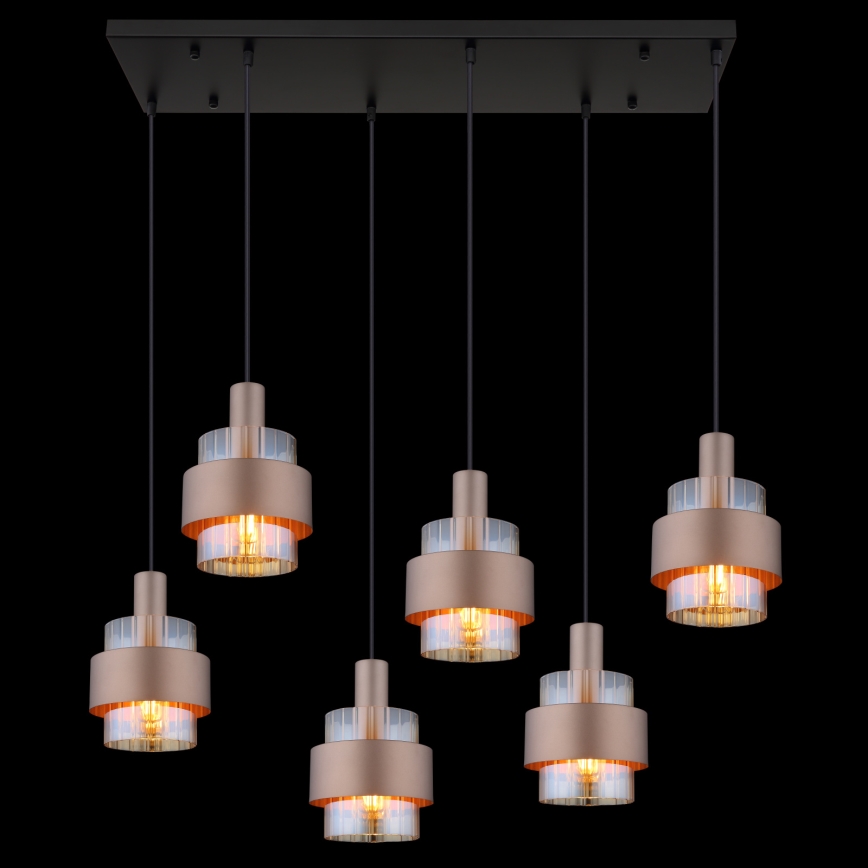 Globo - Lustre suspenso por cabo 6xE27/60W/230V castanho