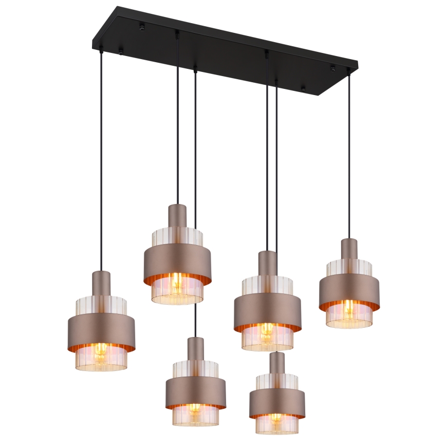 Globo - Lustre suspenso por cabo 6xE27/60W/230V castanho