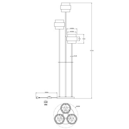 Globo - Candeeiro de chão 3xE27/60W/230V