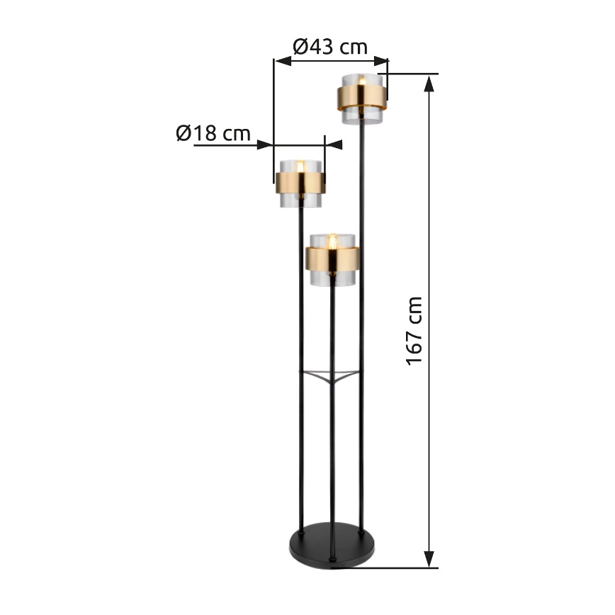 Globo - Candeeiro de chão 3xE27/60W/230V