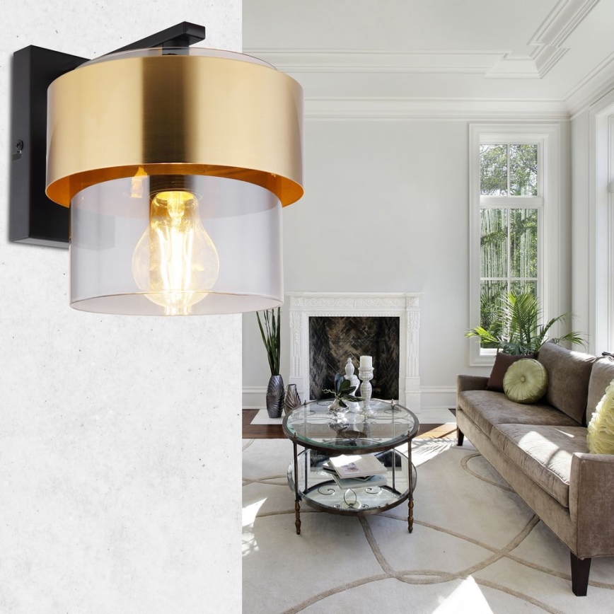 Globo - Iluminação de parede 1xE27/60W/230V preto/latão