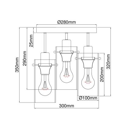Globo - Candelabro integrado 3xE27/40W/230V