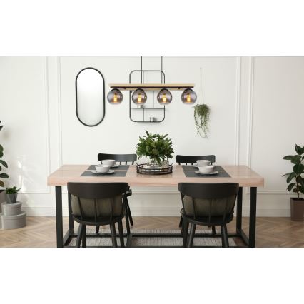 Globo - Candelabro suspenso 4xE27/25W/230V pinho