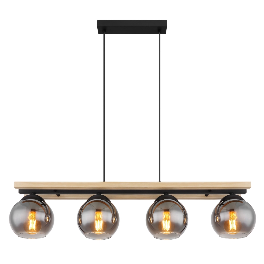 Globo - Candelabro suspenso 4xE27/25W/230V pinho