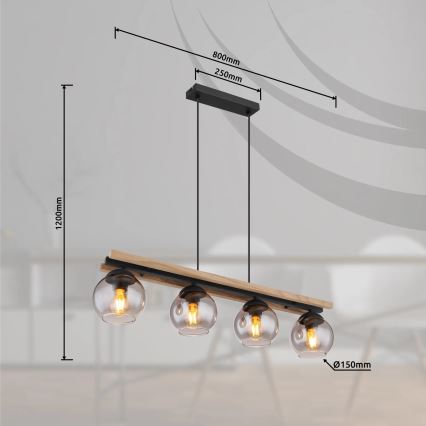 Globo - Candeeiro suspenso 4xE27/25W/230V