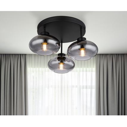 Globo - Candeeiro de tecto de montagem superficial 3xE27ILLU/40W/230V preto