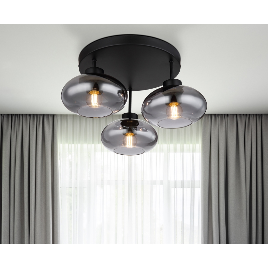 Globo - Candeeiro de tecto de montagem superficial 3xE27ILLU/40W/230V preto