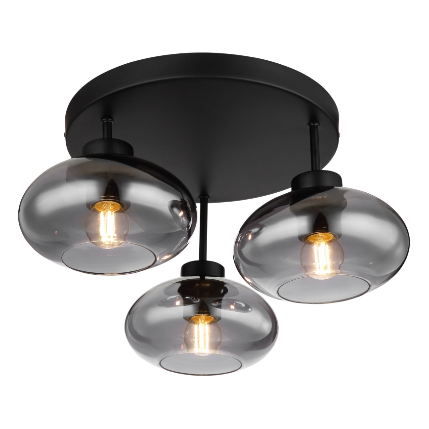 Globo - Candeeiro de tecto de montagem superficial 3xE27ILLU/40W/230V preto