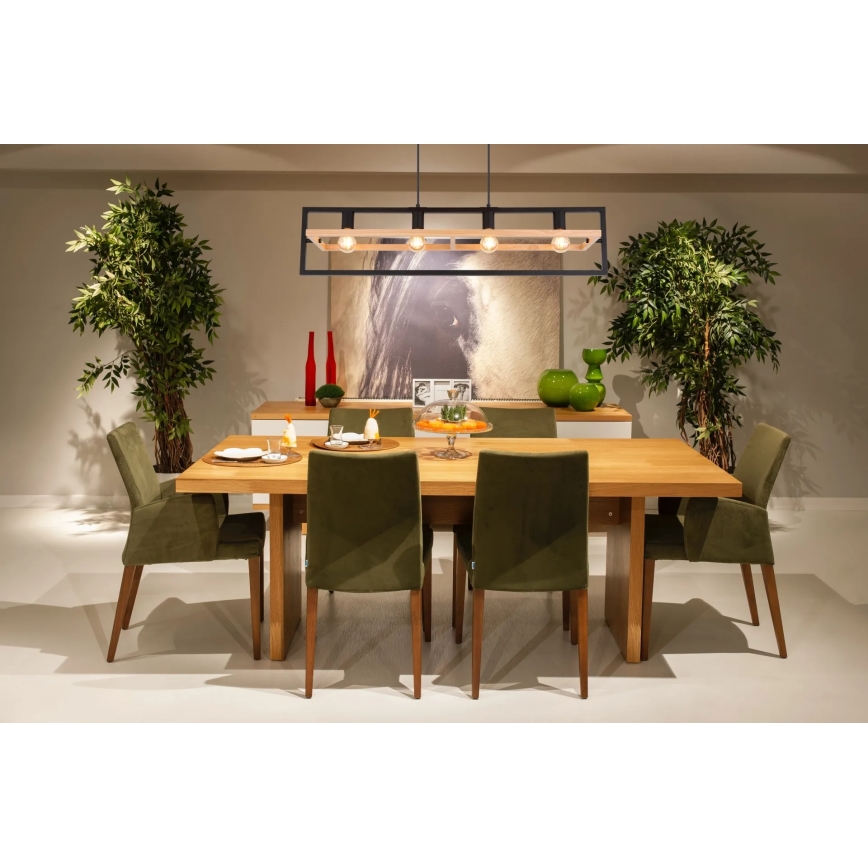 Globo 15575-4H - Lustre suspenso em cabo ERICA 4xE27/40W/230V preto/bege