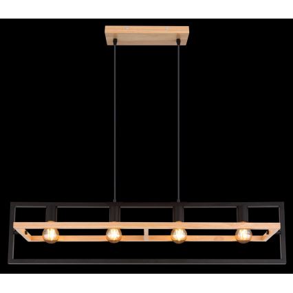 Globo 15575-4H - Lustre suspenso em cabo ERICA 4xE27/40W/230V preto/bege