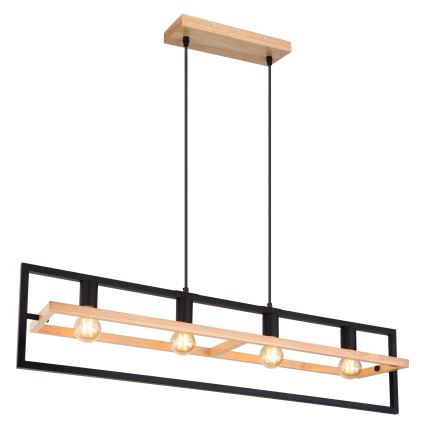 Globo 15575-4H - Lustre suspenso em cabo ERICA 4xE27/40W/230V preto/bege