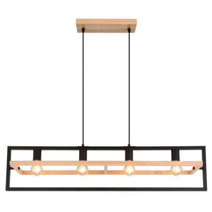 Globo 15575-4H - Lustre suspenso em cabo ERICA 4xE27/40W/230V preto/bege