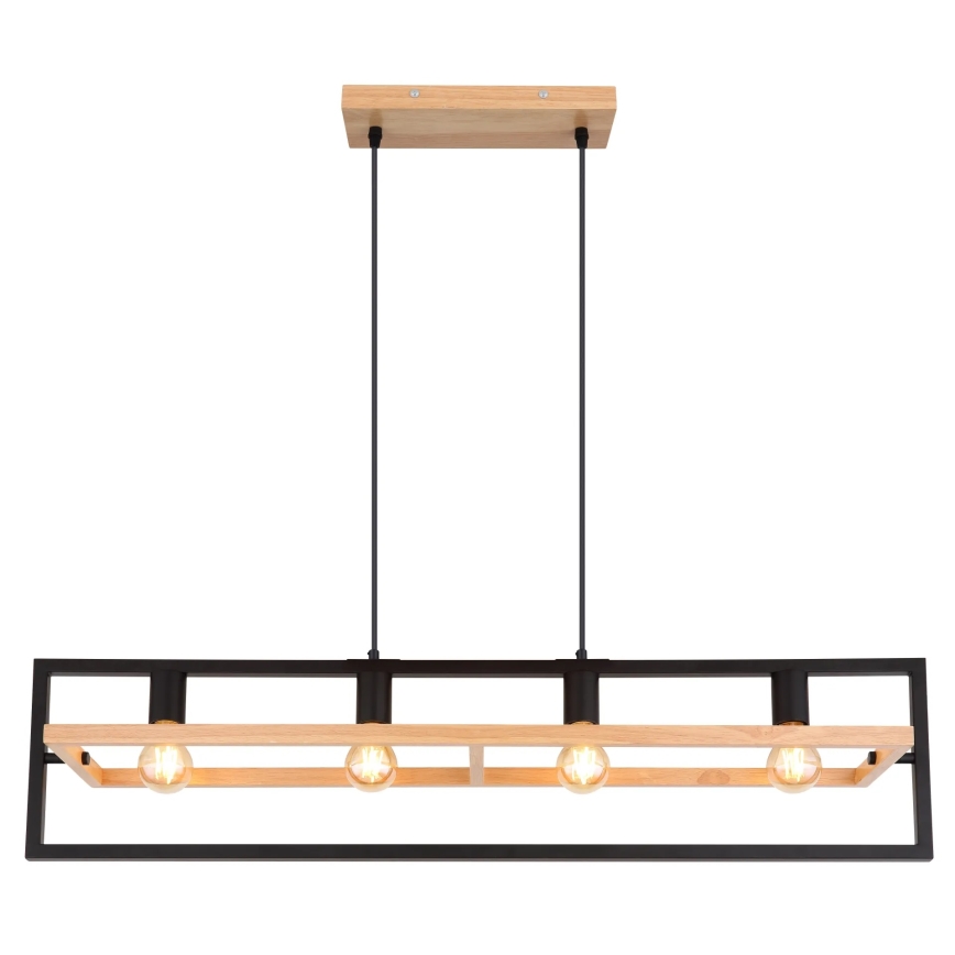 Globo 15575-4H - Lustre suspenso em cabo ERICA 4xE27/40W/230V preto/bege