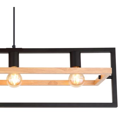 Globo 15575-4H - Lustre suspenso em cabo ERICA 4xE27/40W/230V preto/bege