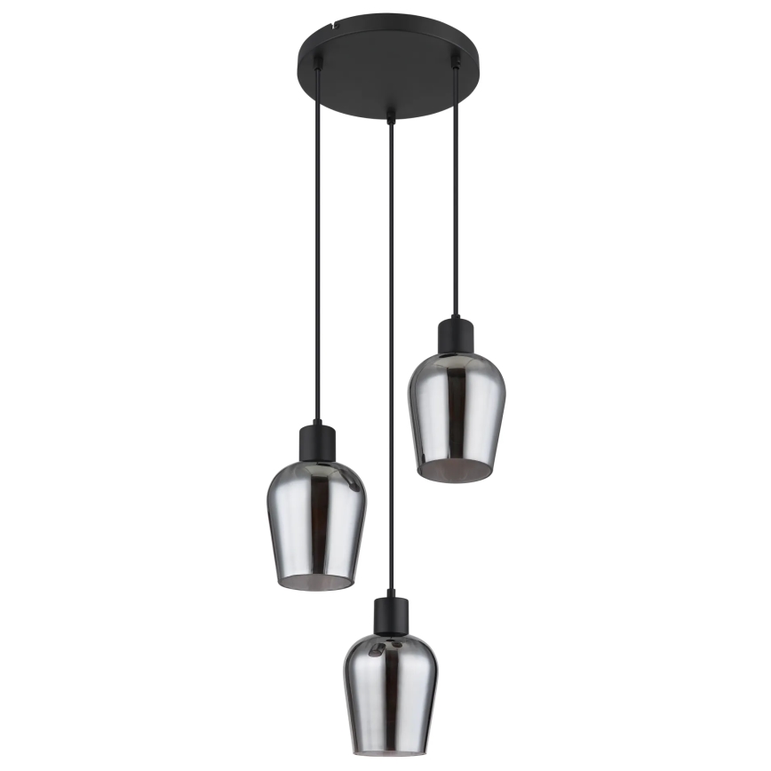 Globo - Candeeiro suspenso 3xE27/40W/230V diâmetro 28,5 cm preto