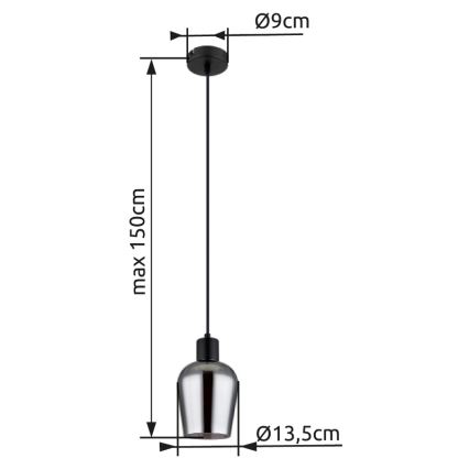 Globo - Candeeiro suspenso 1xE27/40W/230V diâmetro 13,5 cm preto