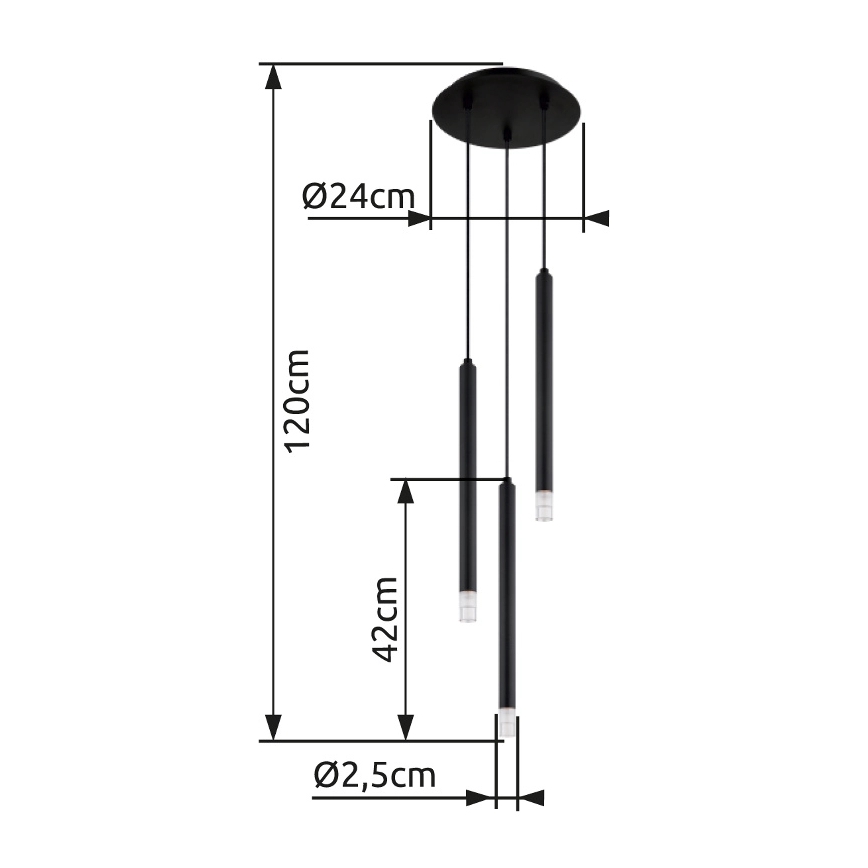 Globo - Candeeiro suspenso 3xG9/4W/230V diâmetro 24 cm preto