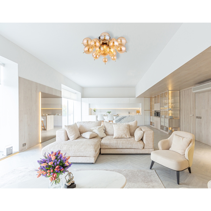 Globo - Candeeiro integrado 3xE14/25W/230V diâmetro 55 cm dourado