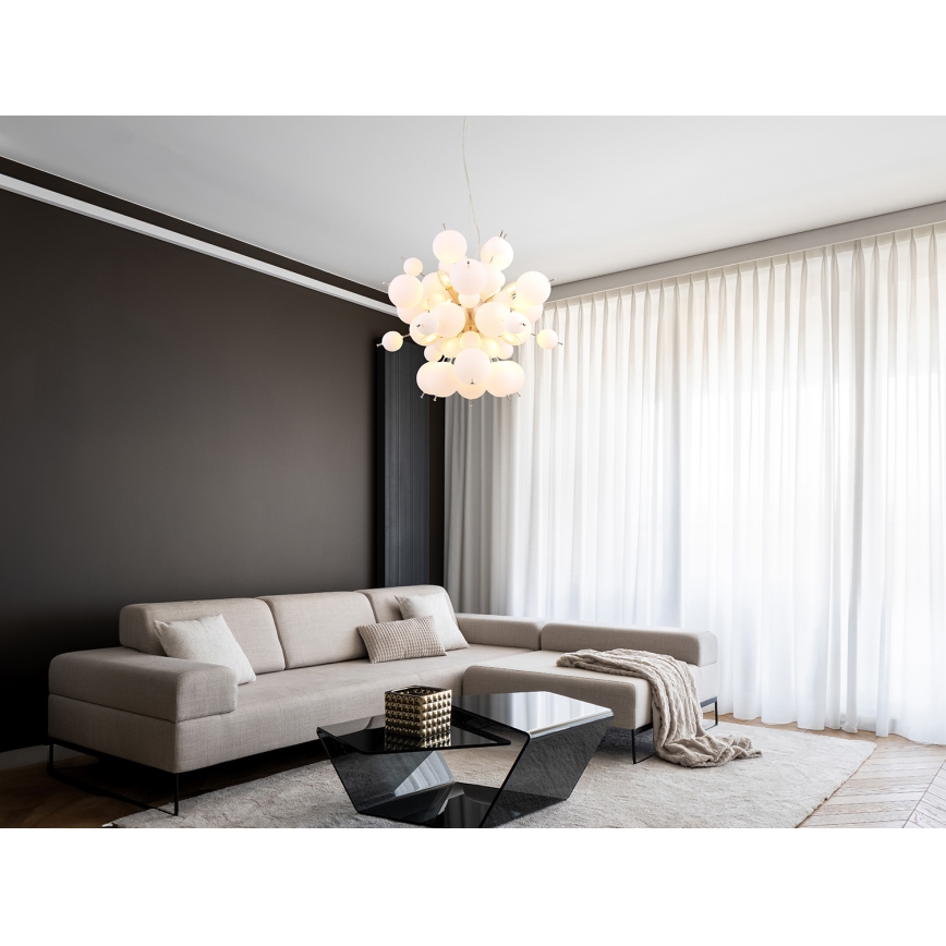 Globo - Candeeiro suspenso 6xE14/25W/230V diâmetro 55 cm branco