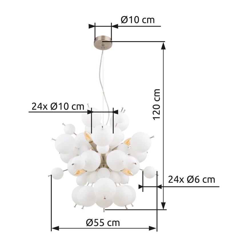Globo - Candeeiro suspenso 6xE14/25W/230V diâmetro 55 cm branco