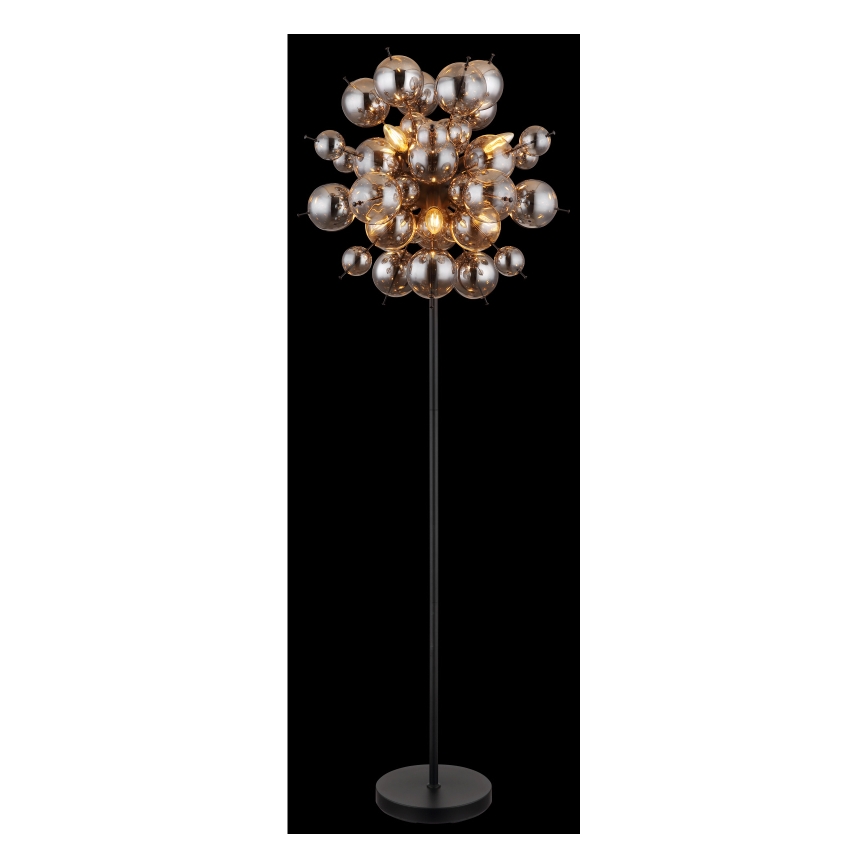 Globo - Candeeiro de chão 6xE14/25W/230V preto/fumado