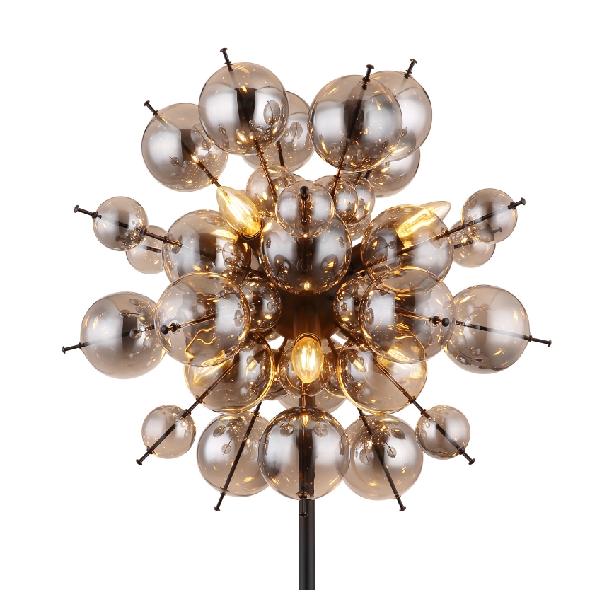 Globo - Candeeiro de chão 6xE14/25W/230V preto/fumado