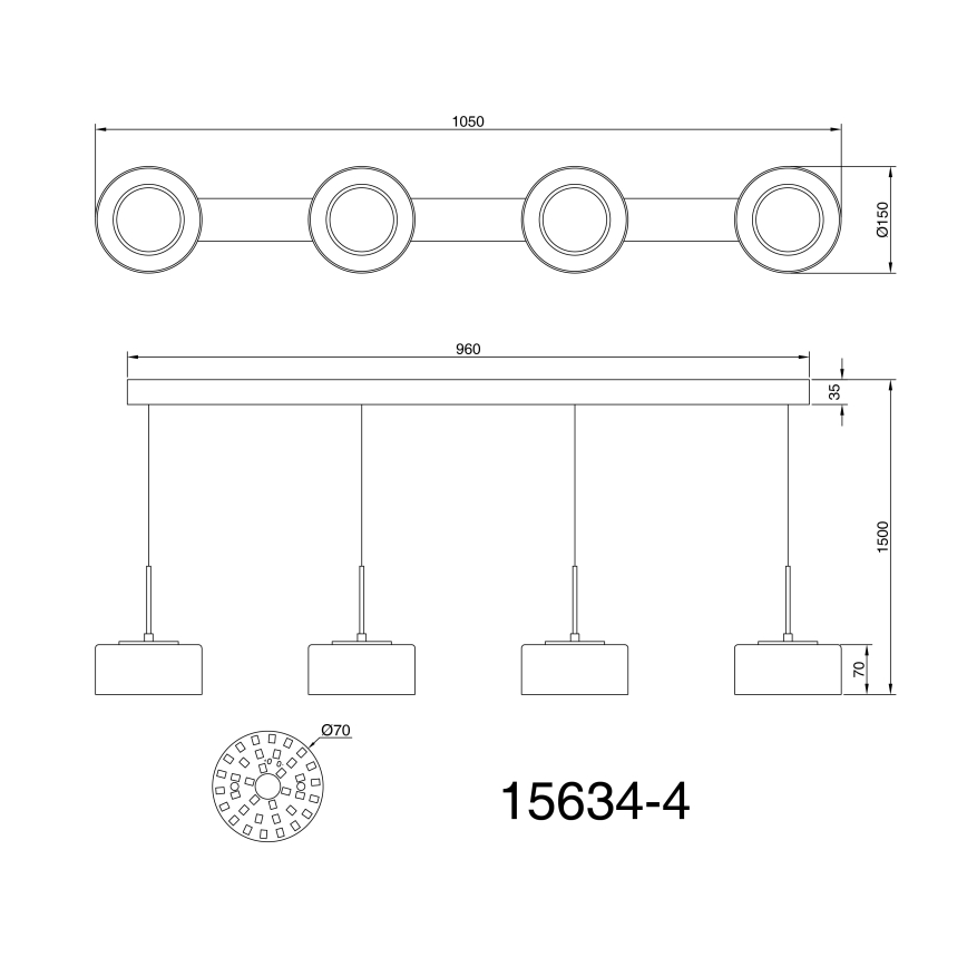 Globo - Candeeiro suspenso LED 4xLED/8W/230V