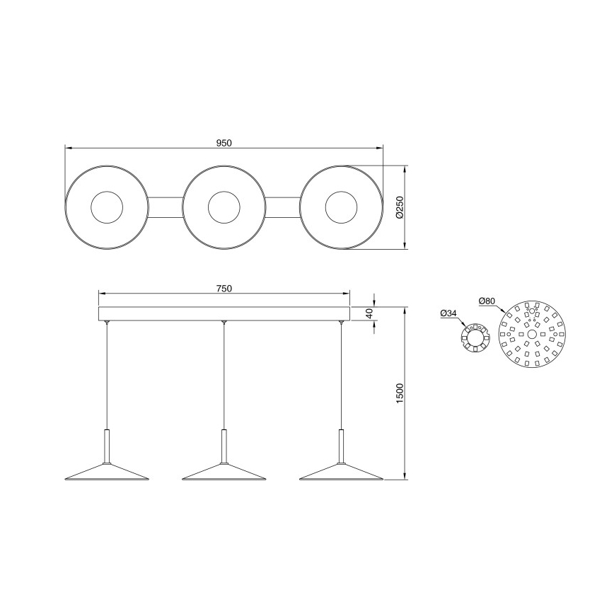 Globo - Lustre LED suspenso por cabo LED/24W/230V 4000K preto