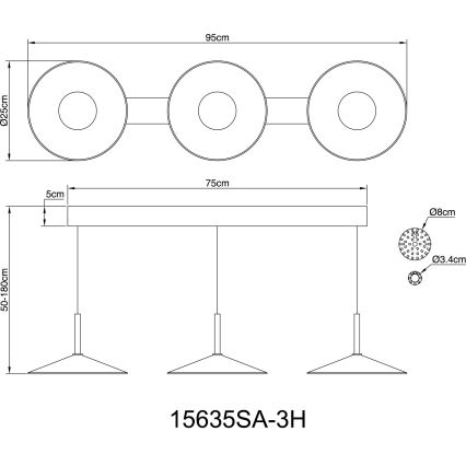 Globo - Candeeiro suspenso em cabo LED/24W/230V 4000K, bege