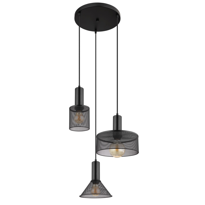 Globo - Candelabro suspenso 3xE27/60W/230V preto