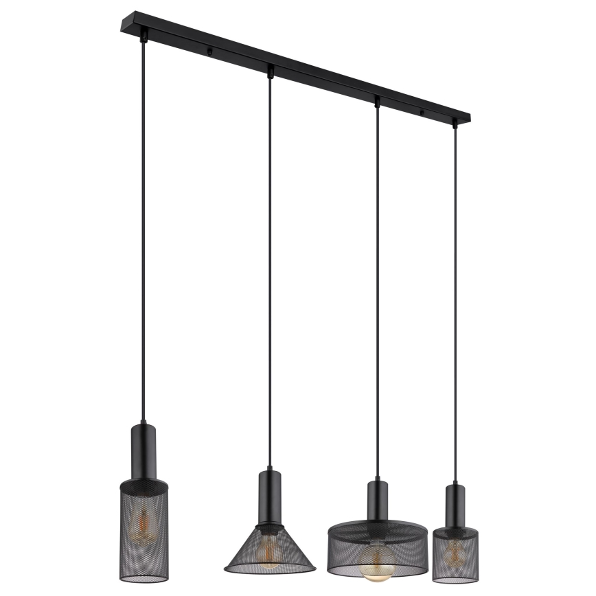 Globo - Candelabro suspenso 4xE27/60W/230V preto