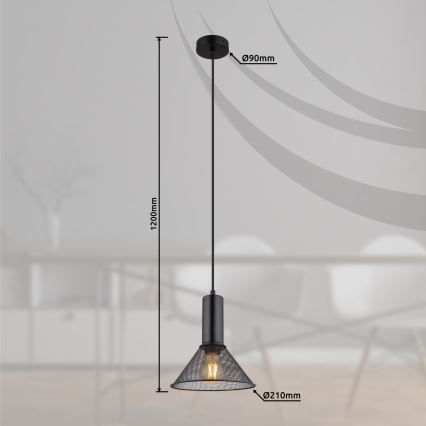 Globo - Candelabro suspenso 1xE27/60W/230V preto