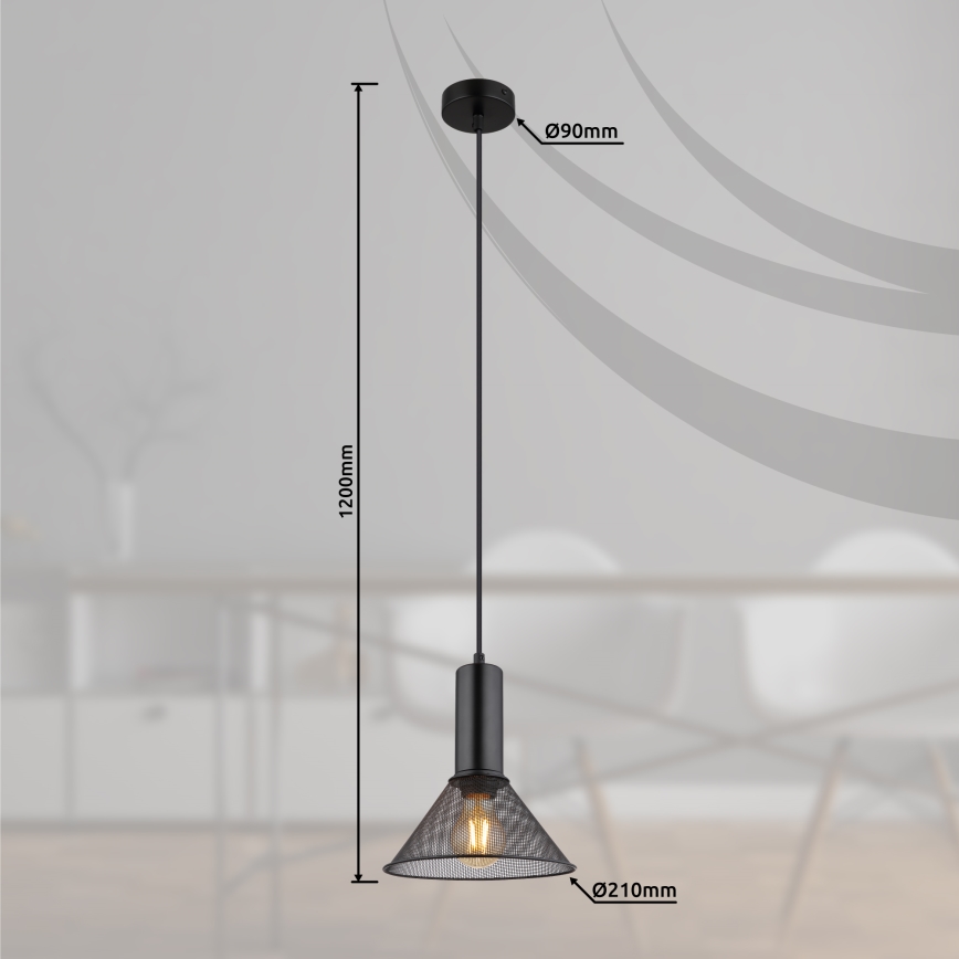 Globo - Candelabro suspenso 1xE27/60W/230V preto