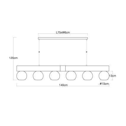 Globo - Lustre suspenso por cabo 6xE27/40W/230V