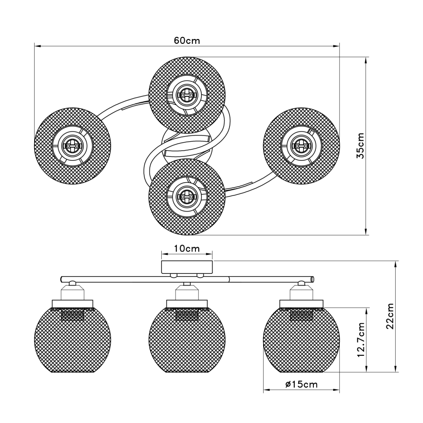 Globo - Candelabro montado à superfície 4xE27/60W/230V