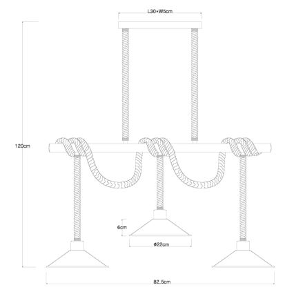 Globo 15690-3H - Lustre suspenso DIANA em cabo 3xE27/60W/230V preto