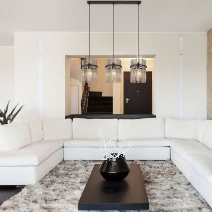 Globo - Candeeiro suspenso 3xE27/60W/230V preto