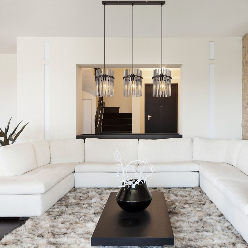 Globo - Candeeiro suspenso 3xE27/60W/230V preto