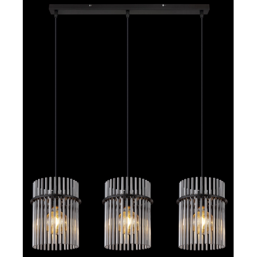 Globo - Candeeiro suspenso 3xE27/60W/230V preto