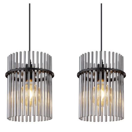 Globo - Candeeiro suspenso 3xE27/60W/230V preto