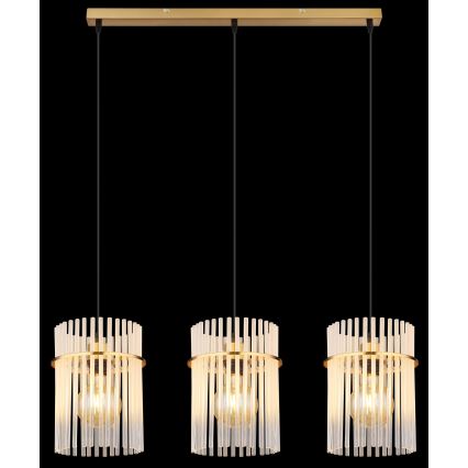 Globo - Candeeiro suspenso 3xE27/60W/230V dourado