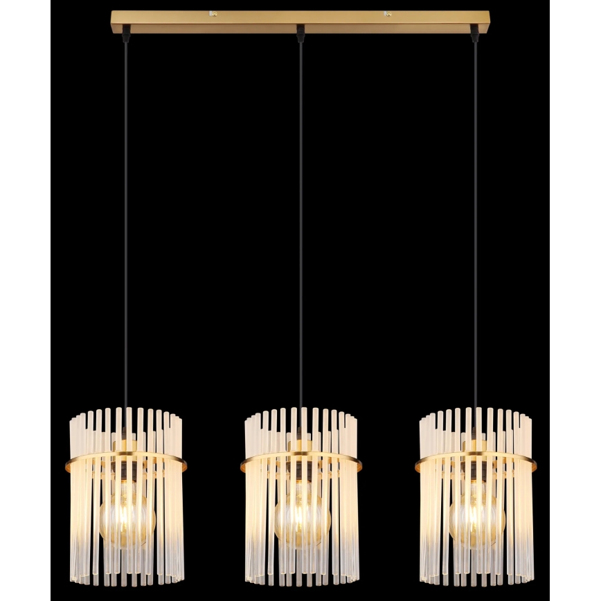 Globo - Candeeiro suspenso 3xE27/60W/230V dourado