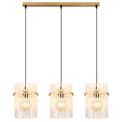 Globo - Candeeiro suspenso 3xE27/60W/230V dourado