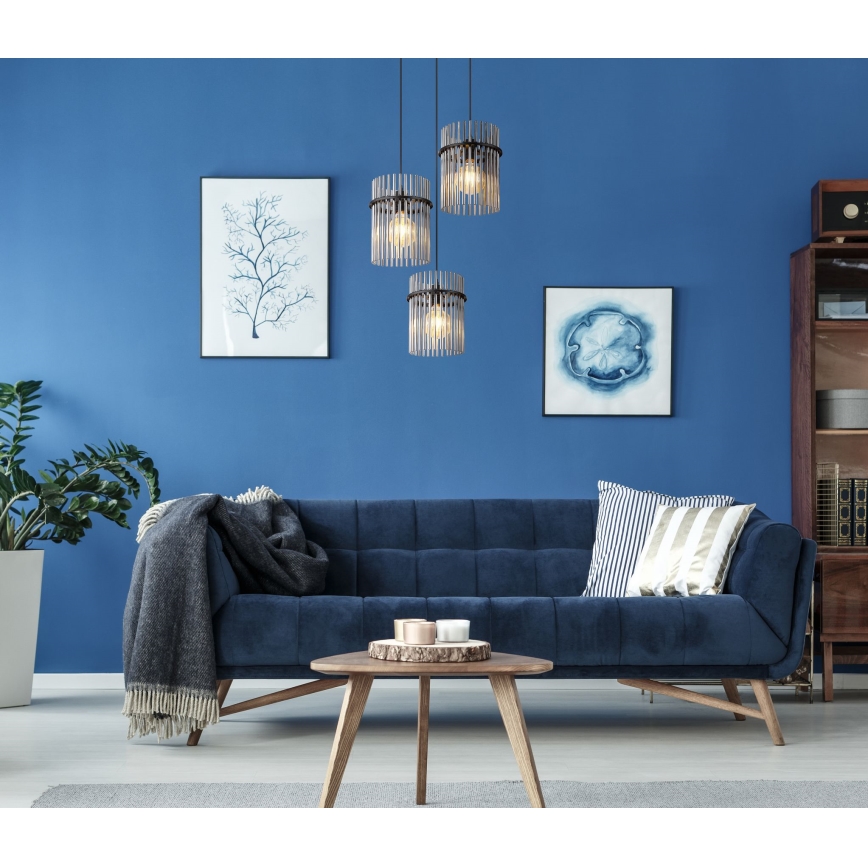 Globo - Candeeiro suspenso 3xE27/60W/230V diâmetro 47 cm preto